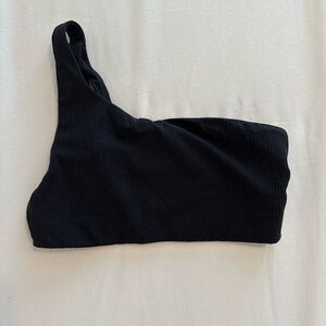 LuluLemon Black One-Shoulder Ribbed Sports Bra